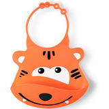 Babador De Silicone Laranja Leão Multikids C/ Papa Migalha Leão Bb042