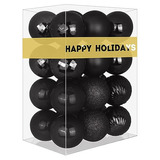 Bolas De Arbol Navidad  8cm Negro 24u