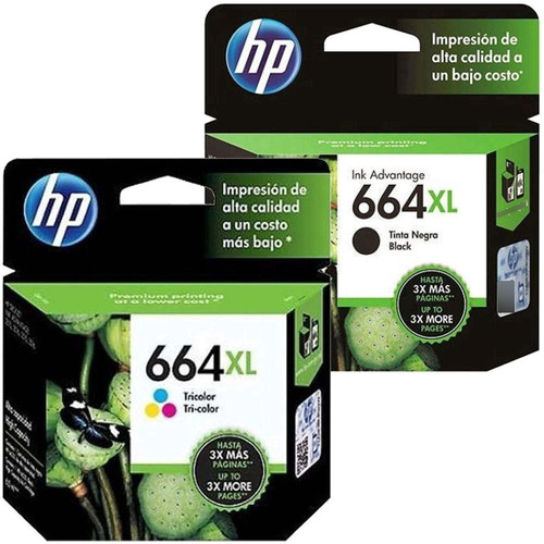 Pack 2 Tintas Hp 664 Xl Originales Negra Y Color