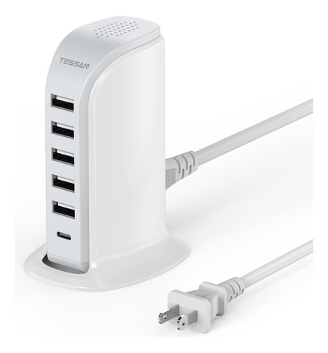 Tessan Cargador Usb Multiple De 40 W Estación De Carga