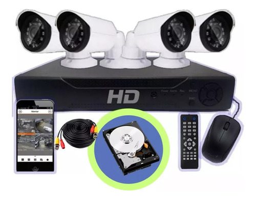 Kit Seguridad Dvr Full Hd 4 Camaras Hd Exterior + Disco 1tb