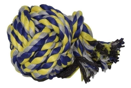 Juguete Para Perro Pelota De Hilo Mordedera Chico Y Mediano Color Azul/gris/amarillo 11544