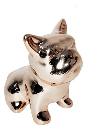 Enfeite Cachorro Bulldog Sentado De Porcelana  6,5x6x4,5cm