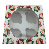 12 Cajas Decorativas Para 4 Cupcakes Mod Navidad