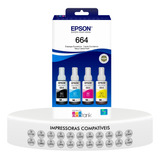 Kit Tintas Originais Epson 664 P/ L355 L365 L375 L395 L495