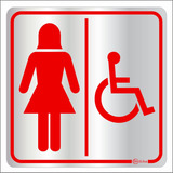 Placa Banheiro Sanitário Cadeirante Feminino Alumínio 