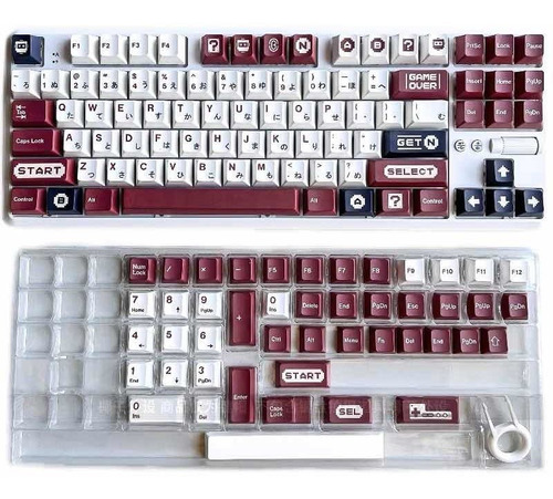 Keycaps Pbt Set De Fábrica De La Máquina Roja Y Blanca 135ts