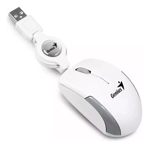 Mouse Mini Genius Microtraveler Usb Retractil P/viaje Blanco