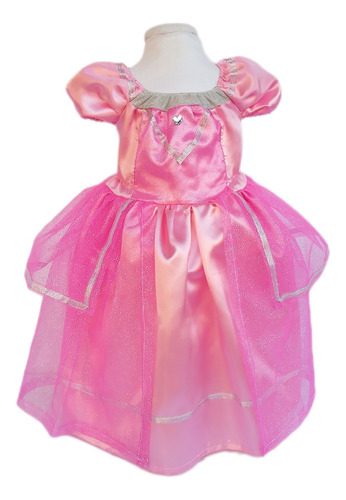 Disfraz Vestido Princesa Rosa Aurora Rapunzel Barbie. Brillo