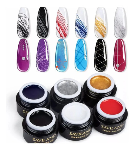 Gel Spider Fotosensible, Uñas Acrilicas, 6 Pzs. Saviland