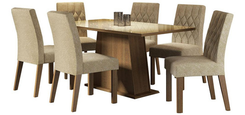 Conjunto Comedor Mesa Cristal 6 Sillas Stéfani Madesa - M/c