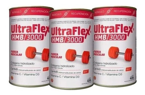 Colágeno Ultraflex Hmb 3000 420g Pack X 3 Unidades