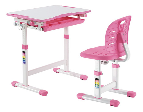 Mesa Infantil Cadeira Escolar Estudo E Desenho B201s Rosa