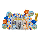 Kit Decoracion Fiesta Cumpleaños Globos Bluey Y Bingo 85 Pz