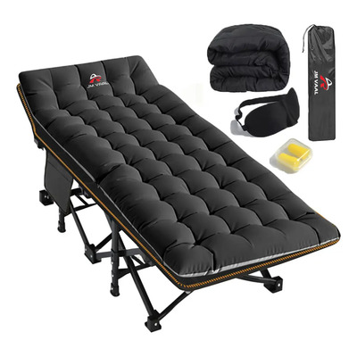 Catre Plegable de Acampar JM Vaal con Colchón 187x67 cm Color Negro | Meses sin interés
