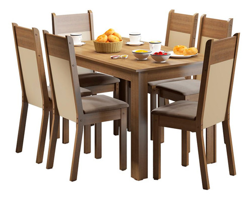 Juego Comedor Honduras Madesa Tapa De Madera 6 Sillas - M/c