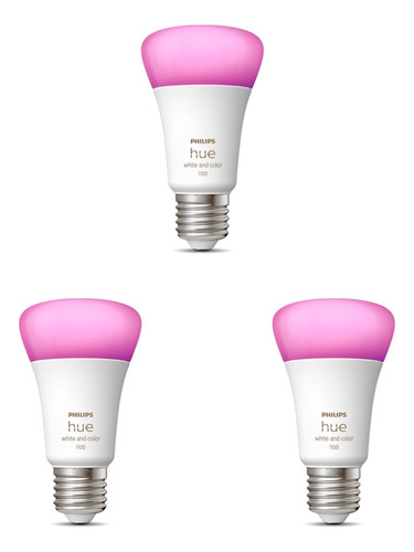 Pack X 3 Philips Hue Lampara Led E27 Color 9w 1100 Lm 