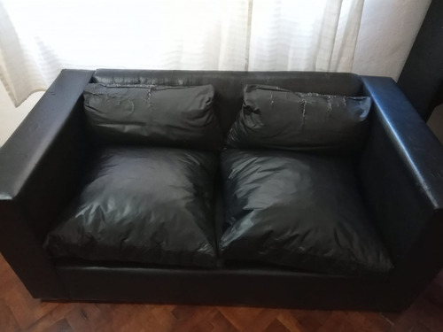 Sofa 2 Cuerpos Cuerina/cuero Ecologico Con Almohadones