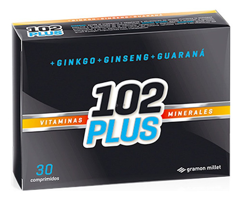 102 Plus Vitaminas Y Minerales Ginko Ginseng Guarana 30 Comp