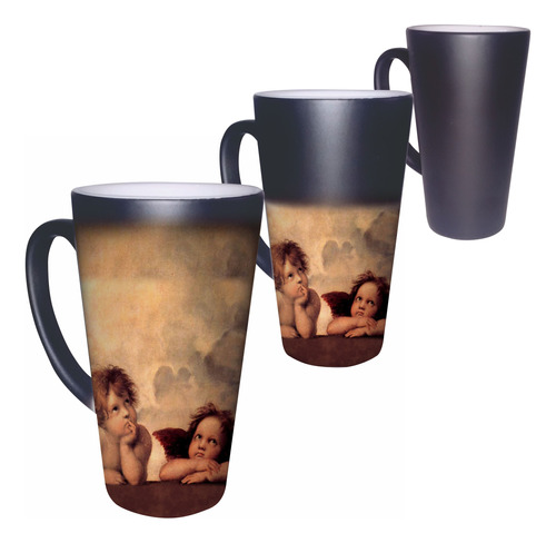 * Taza Mágica Grande Arte Cónica 17 Oz 500 Ml Térmica Negra