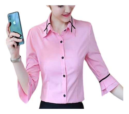 Blusas Largas Formal Slim Fit Uniforme Top Oficina De Mujer 