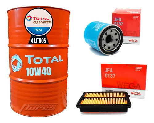 Cambio Aceite Total 10w40 4l + Kit Filtros Nissan Kicks 1.6