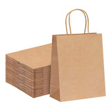 Bolsa Papel Kraft Madera Con Manija 20x18x8 X 25u