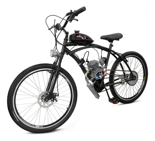 Bicicleta Motorizada 80cc Bike Moskito Aro 26 44d Cor Preto