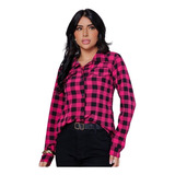 Camisa Feminino Manga Longa Xadrez Festa Junina 