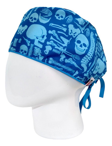 Gorro Quirúrgico Hombre + Lanyard Ortopedia Huesos Azul