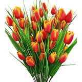 Tulipanes Artificiales X8ramos (5tallos-flores C/u) Orange