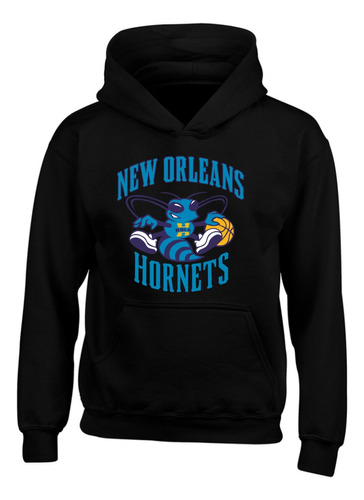 Hoodie Buzo Capota New Orleans Hornets Black Series Saco