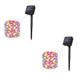 2pack Luces Navideñas Solar Led Y Alambre 200led 20mts