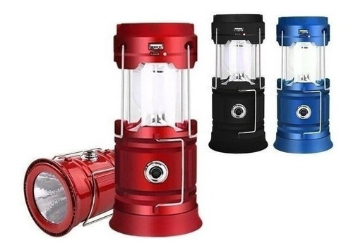 Farol Led Camping Recargable Usb Solar Linterna Power Bank Color Rojo