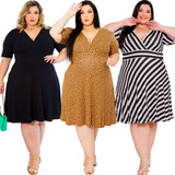 3 Vestidos Plus Size Evangelico Moda Cristã Midi Atacado Lux