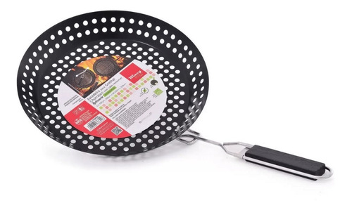 Grelha Redonda Churrasco Frigideira Grill Antiaderente Inox