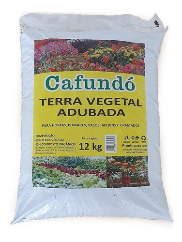 Terra Vegetal Adubada - 12 Kg