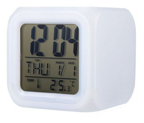 Reloj Cubo Led Despertador Digital Cambia Color Temperatura