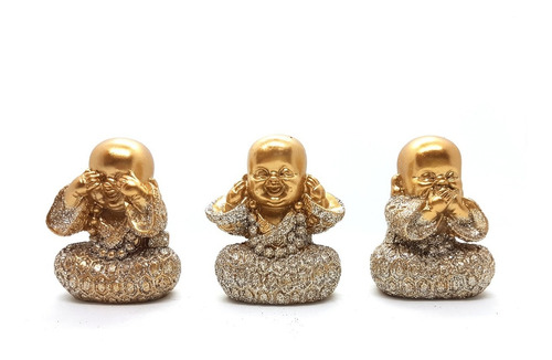 Trio De Buda Bebê Cego Surdo Mudo Baby Buda Estatueta 4 Cm