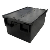 Caja Con Tapa Apilable Plastico Reforzado 46 Lts Sufin Color Negro