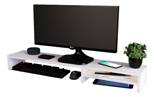 Suporte Dois Monitor Gamer Mesa Setup Home Office 80cm Branc