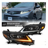 For 2011-2020 Toyota Sienna Black Housing Led Drl Sequen Aag