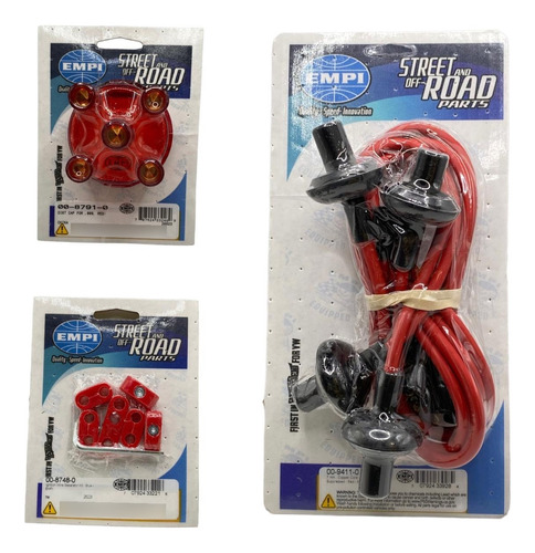 Jgo Cables Tapa Y Separador Empi Rojo Para Vocho