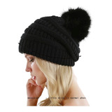 Gorro Invernal Tejido De Punto Con Pompón Para Mujer