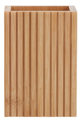 Porta Vaso Cepillo Plastico Bambu Madera Baño Trendy