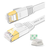 Cable Ethernet Cat 7 Plano 15ft Blanco - Alta Velocidad