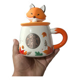 Taza Starbucks De Ceramica Con Tapa Zorro Otoño Asia 