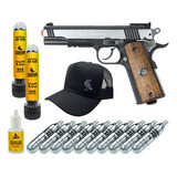 Pistola Airgun 4.5 Wg 1911 Rossi + Boné Preto + Kit Munição