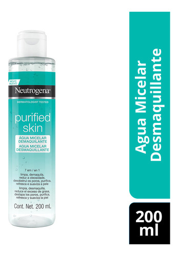 Agua Micelar Neutrogena® Purified Skin® 7 En 1 X 200 Ml.