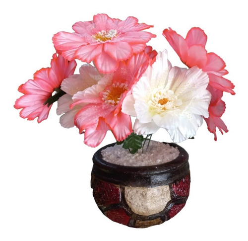 Arreglo Floral Artificial Flores Rosadas, Planta Decoracion 